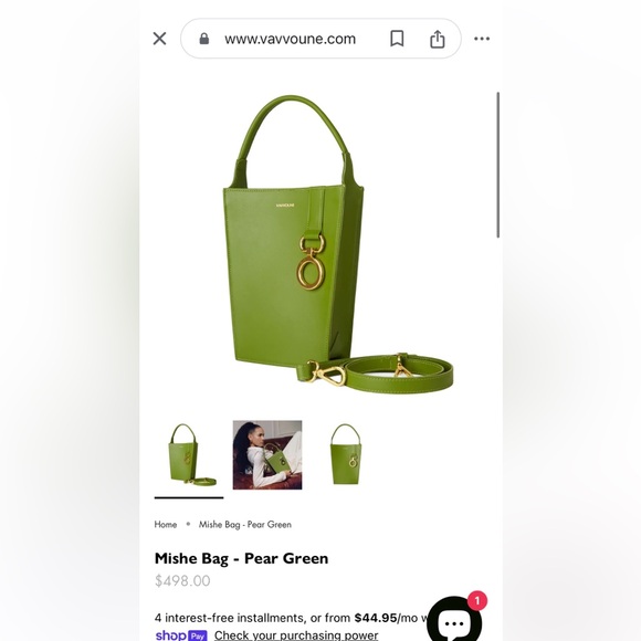 Vavvoune Green Leather Women's Bag - Picture 12 of 14